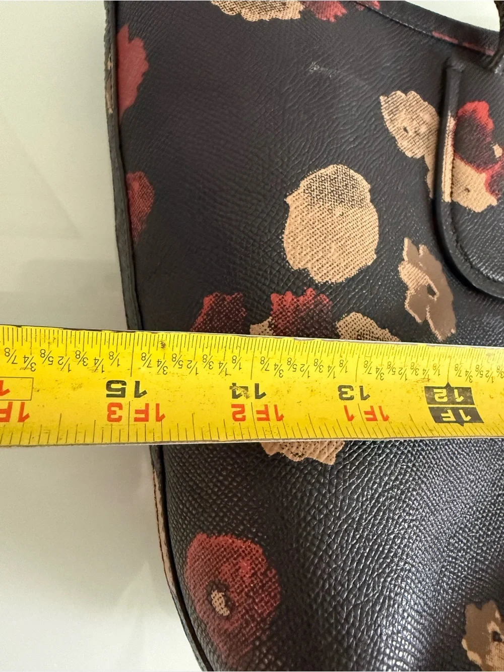 Coach Black Floral Tote with Red and Tan Bloom Print